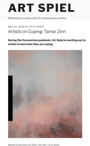 Art Spiel, May 2020, Artist om Coping, Tamar Zinn